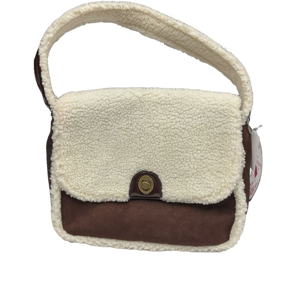 New Bath and Body Works Hand Bag Tote Faux Fur Suede Purse NWT